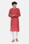 Buy_Mayank Modi - Men_Red Silk Ikat Kurta Set _Online_at_Aza_Fashions
