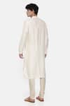 Shop_Mayank Modi - Men_Beige Cotton Jacquard Overlap Kurta Set _at_Aza_Fashions