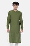 Buy_Mayank Modi - Men_Green Malai Cotton Overlap Kurta Set _at_Aza_Fashions