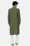 Shop_Mayank Modi - Men_Green Malai Cotton Overlap Kurta Set _at_Aza_Fashions