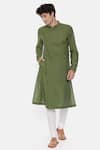 Buy_Mayank Modi - Men_Green Malai Cotton Overlap Kurta Set _Online_at_Aza_Fashions