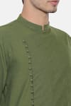 Mayank Modi - Men_Green Malai Cotton Overlap Kurta Set _at_Aza_Fashions