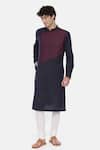 Buy_Mayank Modi - Men_Blue Malai Cotton Overlap Kurta Set _Online_at_Aza_Fashions
