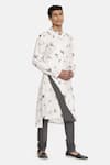 Buy_Mayank Modi - Men_White Linen Kurta Set_at_Aza_Fashions
