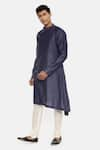 Buy_Mayank Modi - Men_Blue Silk Satin Kurta Set  _Online_at_Aza_Fashions