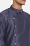 Mayank Modi - Men_Blue Silk Satin Kurta Set  _at_Aza_Fashions