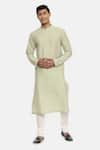 Buy_Mayank Modi - Men_Green Silk Cotton Kurta Set  _at_Aza_Fashions