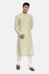 Shop_Mayank Modi - Men_Green Silk Cotton Kurta Set  _Online_at_Aza_Fashions