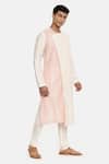 Mayank Modi - Men_White Silk Cotton Overlap Kurta Set _Online_at_Aza_Fashions