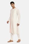 Buy_Mayank Modi - Men_White Silk Cotton Overlap Kurta Set _Online_at_Aza_Fashions