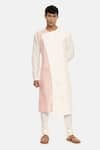 Shop_Mayank Modi - Men_White Silk Cotton Overlap Kurta Set _Online_at_Aza_Fashions
