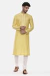 Buy_Mayank Modi - Men_Yellow Linen Silk Embroidered Floral Kurta Set _at_Aza_Fashions