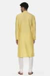 Shop_Mayank Modi - Men_Yellow Linen Silk Embroidered Floral Kurta Set _at_Aza_Fashions