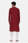 Shop_Mayank Modi - Men_Red Malai Cotton Plain Full Sleeve Kurta Set _at_Aza_Fashions