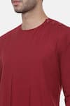Mayank Modi - Men_Red Malai Cotton Plain Full Sleeve Kurta Set _at_Aza_Fashions