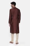 Shop_Mayank Modi - Men_Brown Silk Cotton Plain Full Sleeve Kurta Set _at_Aza_Fashions