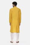 Shop_Mayank Modi - Men_Yellow Silk Cotton Plain Colorblock Kurta Set  _at_Aza_Fashions