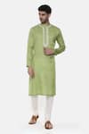 Buy_Mayank Modi - Men_Green Linen Silk Embroidered Floral Kurta Set  _at_Aza_Fashions