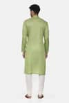 Shop_Mayank Modi - Men_Green Linen Silk Embroidered Floral Kurta Set  _at_Aza_Fashions