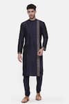 Buy_Mayank Modi - Men_Blue Linen Silk Embroidered Floral Kurta Set _Online_at_Aza_Fashions