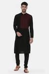 Buy_Mayank Modi - Men_Black Silk Cotton Embroidered Geometric Kurta Set _Online_at_Aza_Fashions
