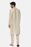 Shop_Mayank Modi - Men_Beige Silk Cotton Embroidered Floral Kurta Set _at_Aza_Fashions