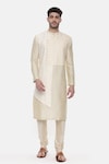 Buy_Mayank Modi - Men_Beige Silk Cotton Embroidered Floral Kurta Set _Online_at_Aza_Fashions