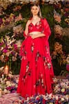 Buy_Mahima Mahajan_Pink Silk Organza Floral Print Lehenga Set_Online_at_Aza_Fashions