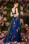 Shop_Mahima Mahajan_Blue Silk Organza And Shantoon & Embroidery Floral & Lehenga Set _at_Aza_Fashions