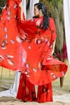 Shop_Mahima Mahajan_Orange Chinnon Printed Cape And Gharara Set _at_Aza_Fashions