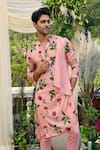 Buy_Mahima Mahajan_Pink Glace Cotton Printed Kurta And Pant Set _at_Aza_Fashions