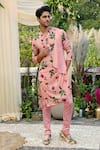 Mahima Mahajan_Pink Glace Cotton Printed Kurta And Pant Set _Online_at_Aza_Fashions