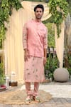 Mahima Mahajan_Peach Chinnon Bundi And Printed Kurta Set_Online_at_Aza_Fashions