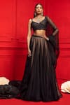 Buy_Mahima Mahajan_Beige Organza, Net, Crepe, Shantoon V Neck Zeba Lehenga Set _at_Aza_Fashions