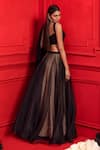 Shop_Mahima Mahajan_Beige Organza, Net, Crepe, Shantoon V Neck Zeba Lehenga Set _at_Aza_Fashions