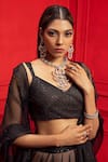 Buy_Mahima Mahajan_Beige Organza, Net, Crepe, Shantoon V Neck Zeba Lehenga Set _Online_at_Aza_Fashions