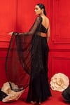 Shop_Mahima Mahajan_Black Georgette Embroidery V Neck Saree With Blouse _at_Aza_Fashions