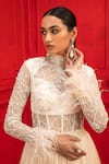 Buy_Mahima Mahajan_White Organza Embroidery High Neck Gown _Online_at_Aza_Fashions