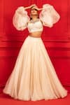 Buy_Mahima Mahajan_White Organza Embroidery Sweetheart Neck Lehenga And Blouse _at_Aza_Fashions