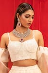 Buy_Mahima Mahajan_White Organza Embroidery Sweetheart Neck Lehenga And Blouse _Online_at_Aza_Fashions