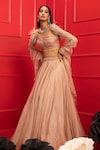 Mahima Mahajan_Beige Organza Embroidery Square Neck Lehenga Set_Online_at_Aza_Fashions