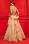 Shop_Mahima Mahajan_Beige Net, Crepe, Shantoon Sweetheart Neck Embroidered Bridal Lehenga Set_at_Aza_Fashions