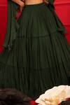 Mahima Mahajan Green Georgette, Modal Satin Shantoon Sweetheart Neck Tiered Lehenga Set at Aza Fashions Mahima Mahajan_Green Georgette, Modal Satin Shantoon Sweetheart Neck Tiered Lehenga Set_at_Aza_Fashions