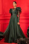 Buy_Mahima Mahajan_Green Net Embroidered Ruffle Gown_at_Aza_Fashions