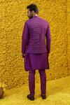 Shop_Mahima Mahajan_Purple Banarasi Chanderi Woven Geometric Zaid Bundi And Kurta Set _at_Aza_Fashions