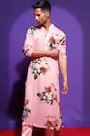 Buy_Mahima Mahajan_Pink Crepe Floral Print Kurta Set _at_Aza_Fashions