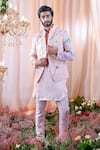 Buy_Mahima Mahajan_Pink Satin Organza Embroidered Floral Nicholas Jacket And Kurta Set _at_Aza_Fashions