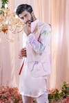 Buy_Mahima Mahajan_Pink Satin Organza Embroidered Floral Nicholas Jacket And Kurta Set _Online_at_Aza_Fashions