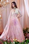 Buy_Mahima Mahajan_Pink Organza, Satin Organza, Lining Shantoon Floral Pattern Anna Lehenga Set _at_Aza_Fashions