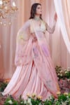 Mahima Mahajan_Pink Organza, Satin Organza, Lining Shantoon Floral Pattern Anna Lehenga Set _Online_at_Aza_Fashions